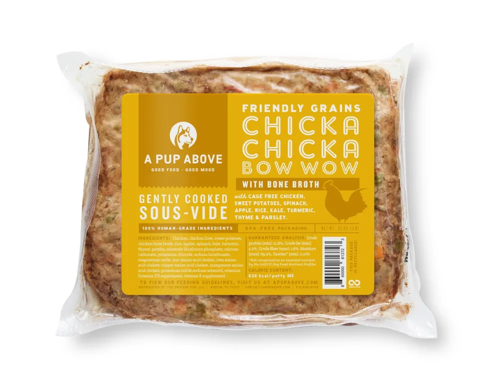 A Pup Above Frozen Food^Chicka Chicka Bow Wow Friendly Grains Gently Cooked Dog Food, 1-lb