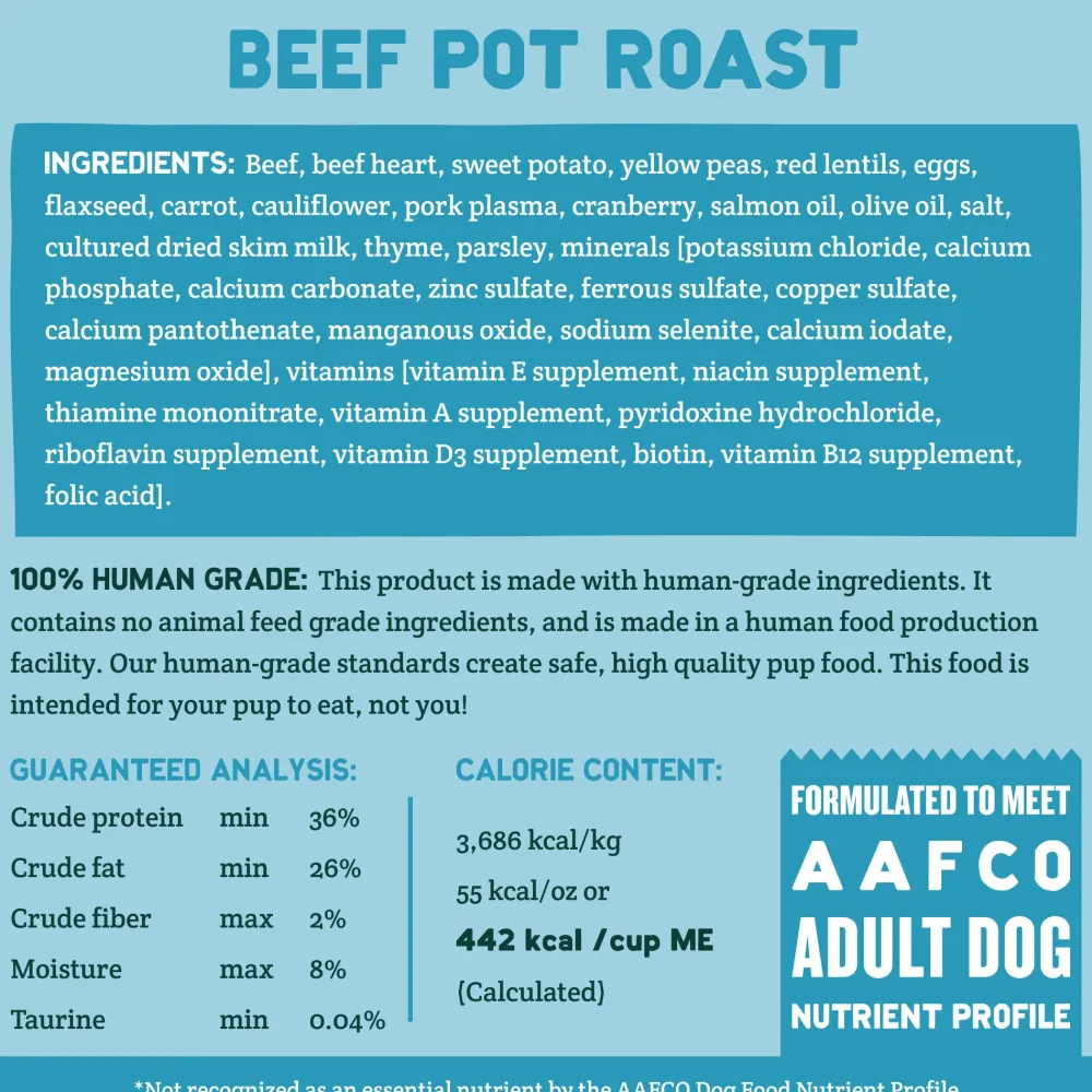 A Pup Above Dry Food | Air-Dried & Dehydrated Food^Cubies Beef Pot Roast Grain-Free Dry Dog Food, 2.5-oz