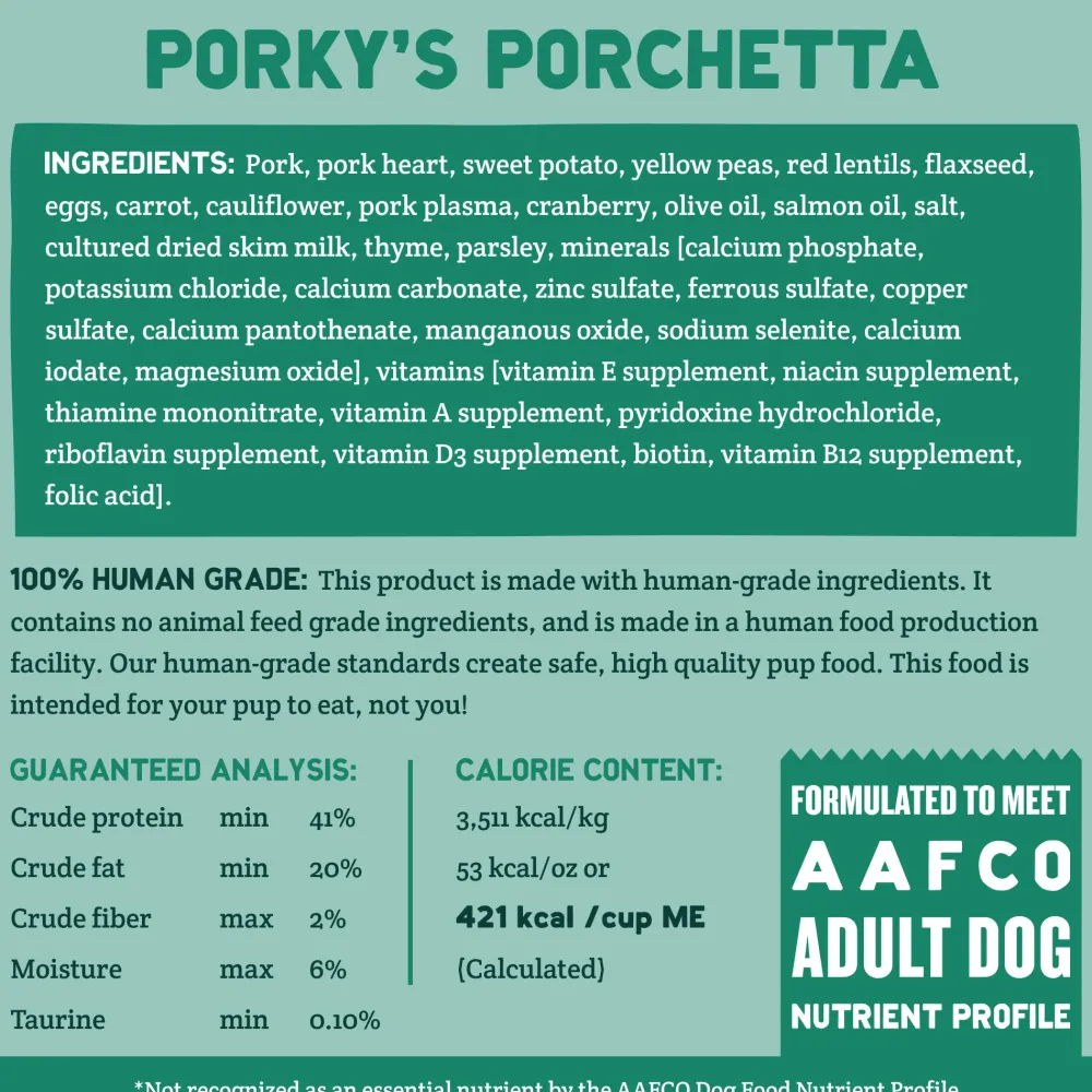A Pup Above Dry Food | Air-Dried & Dehydrated Food^Cubies Porky's Porchetta Grain-Free Dry Dog Food, 2.5-oz