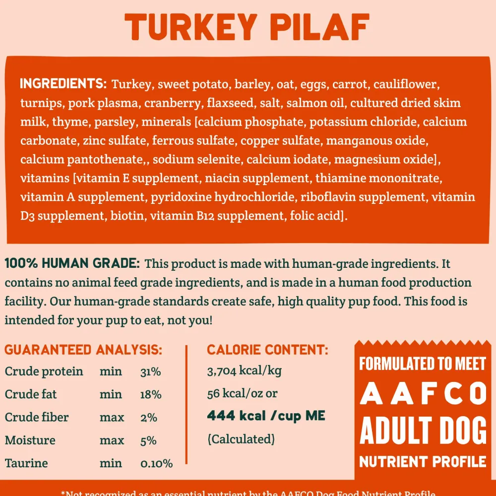 A Pup Above Dry Food | Air-Dried & Dehydrated Food^Cubies Turkey Pilaf Friendly Grains Dry Dog Food, 2.5-oz