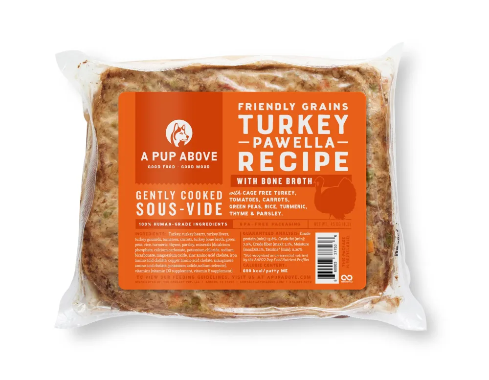 A Pup Above Frozen Food^Turkey Pawella Friendly Grains Gently Cooked Dog Food, 1-lb