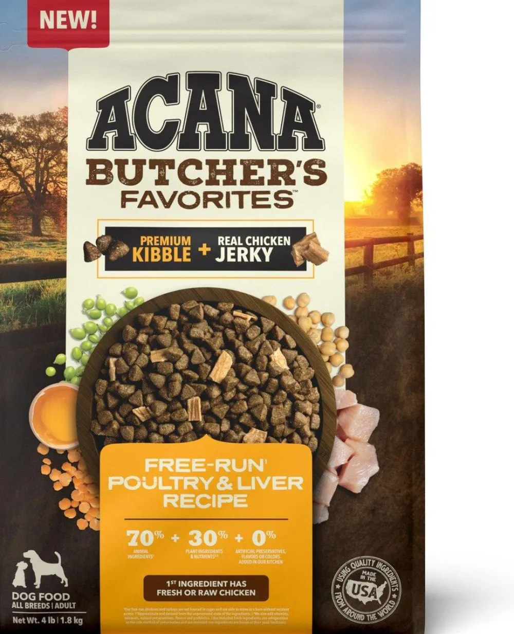 Acana Dry Food^Butcher's Favorite Free-Run Poultry & Liver Recipe Dry Dog Food, 4-lb