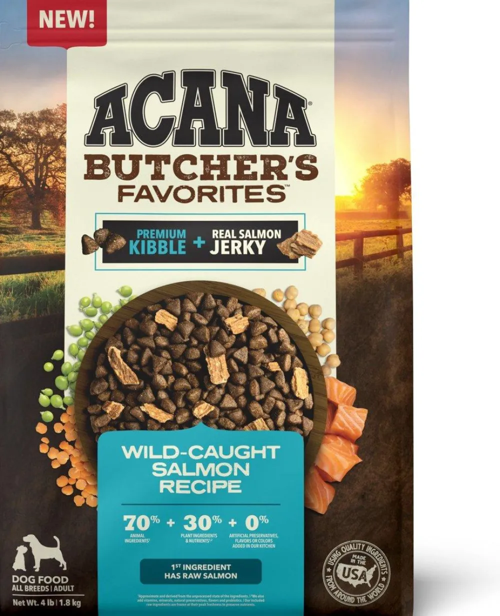 Acana Dry Food^Butcher's Favorites Wild-Caught Salmon Recipe Dry Dog Food, 4-lb