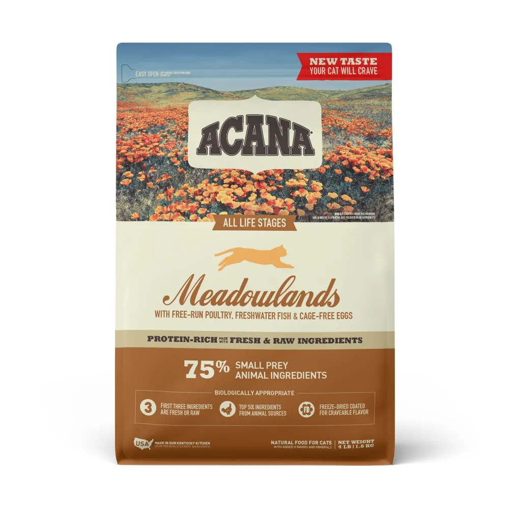Acana Dry Food^Meadowlands Grain-Free Dry Cat Food, 4-lb