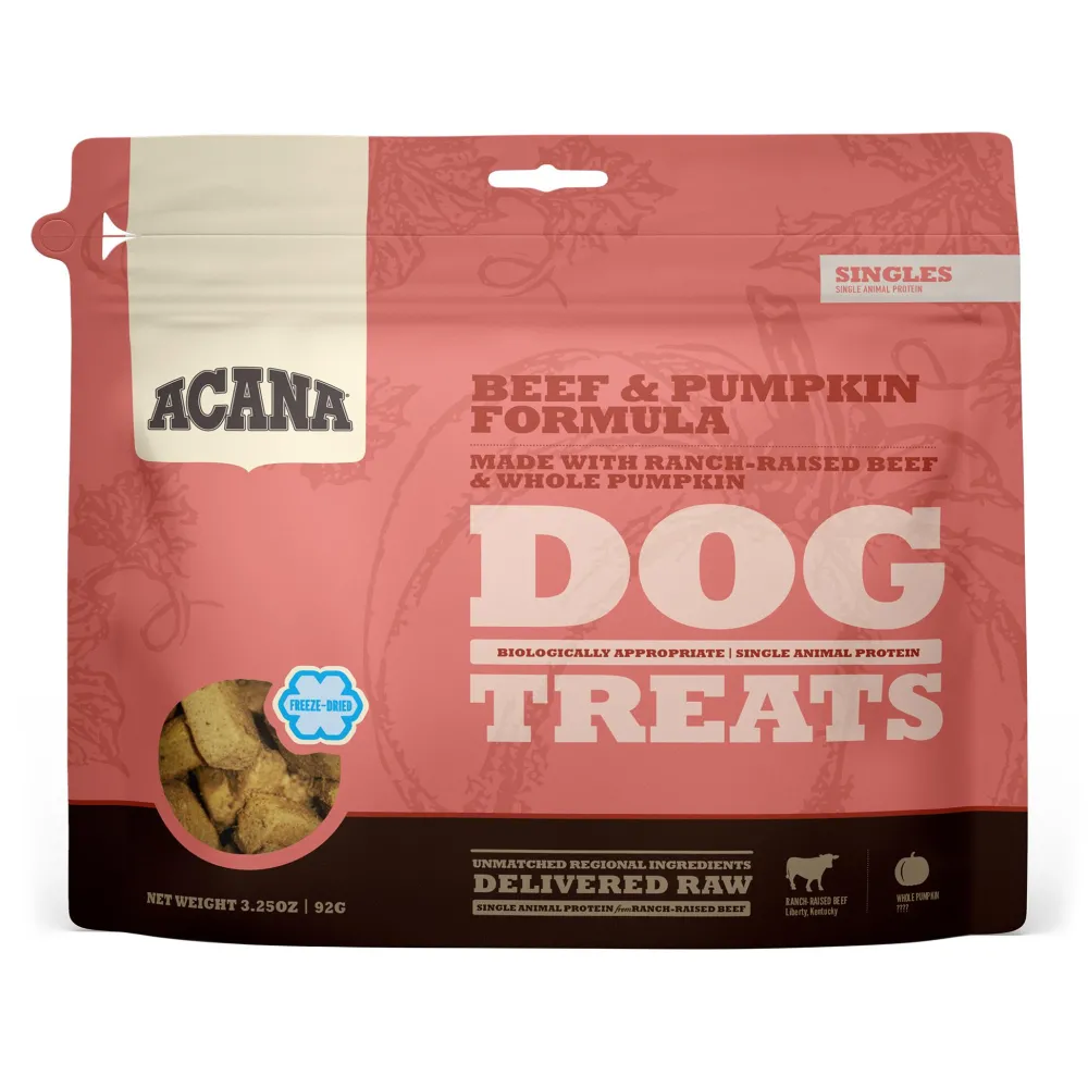 Acana Freeze-Dried Treats^Singles Beef & Pumpkin Grain-Free Freeze-Dried Dog Treats, 3.25-oz