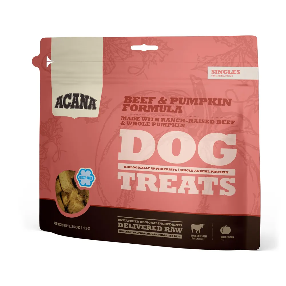 Acana Freeze-Dried Treats^Singles Beef & Pumpkin Grain-Free Freeze-Dried Dog Treats, 3.25-oz
