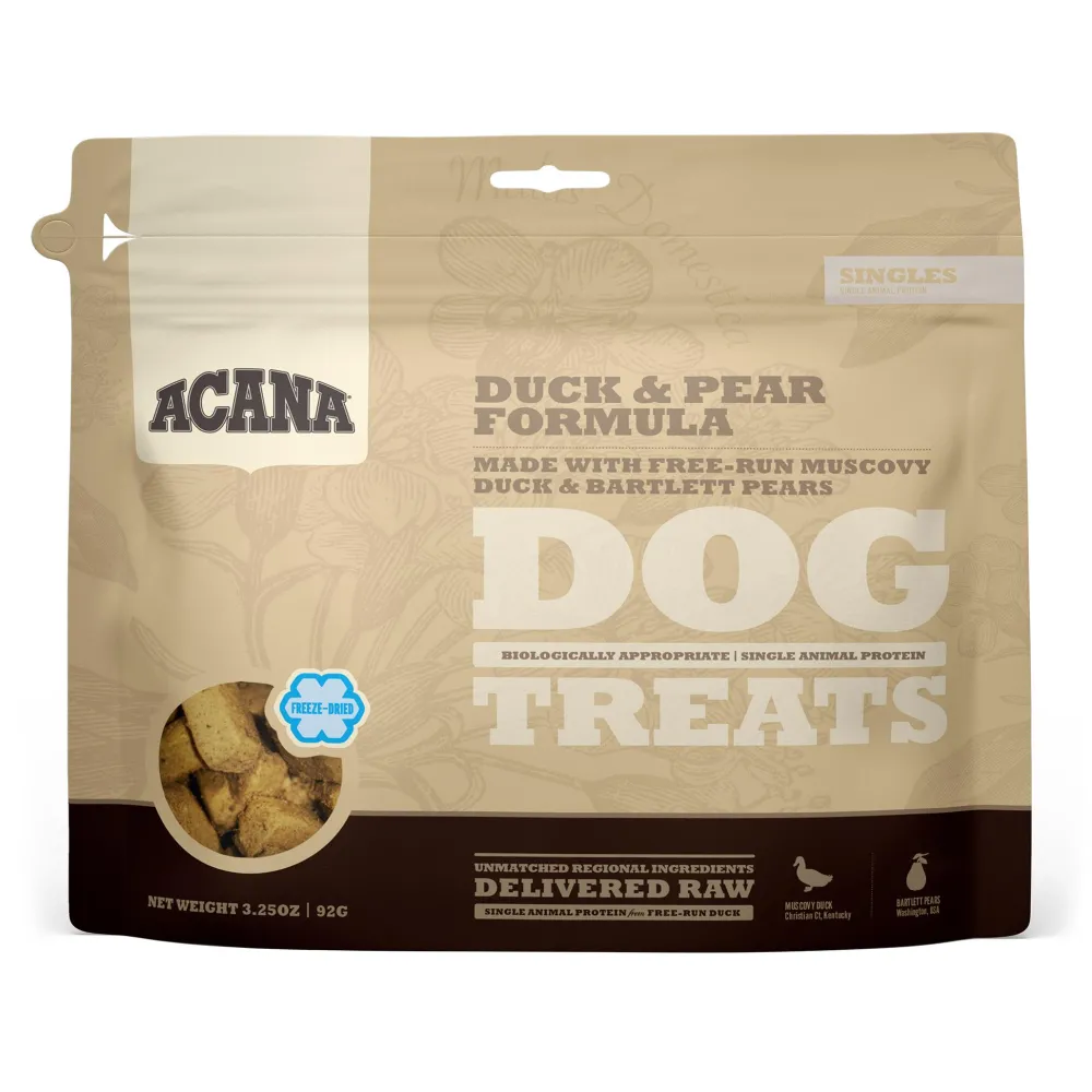 Acana Freeze-Dried Treats^Singles Duck & Pear Grain-Free Freeze-Dried Dog Treats, 3.25-oz