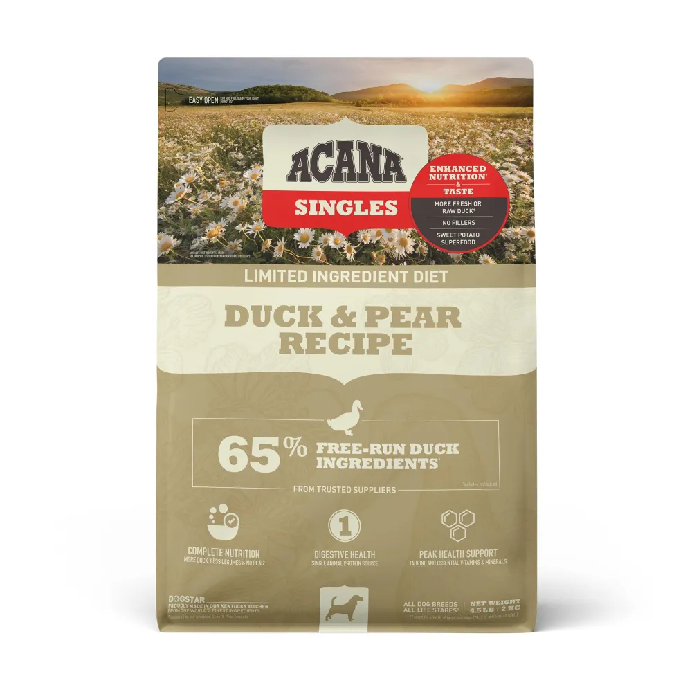 Acana Dry Food^Singles Limited Ingredient Duck & Pear Grain-Free Dry Dog Food, 4.5-lb