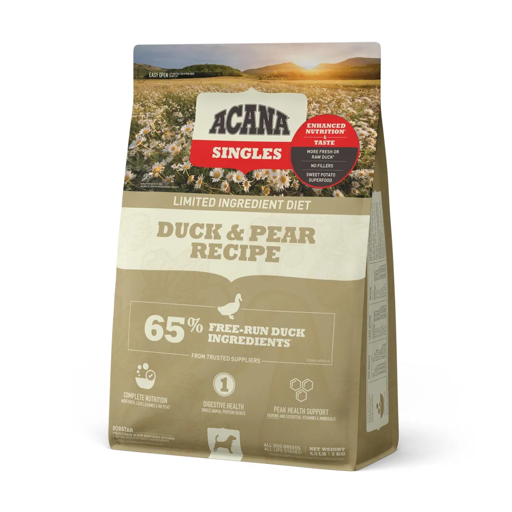 Acana Dry Food^Singles Limited Ingredient Duck & Pear Grain-Free Dry Dog Food, 4.5-lb