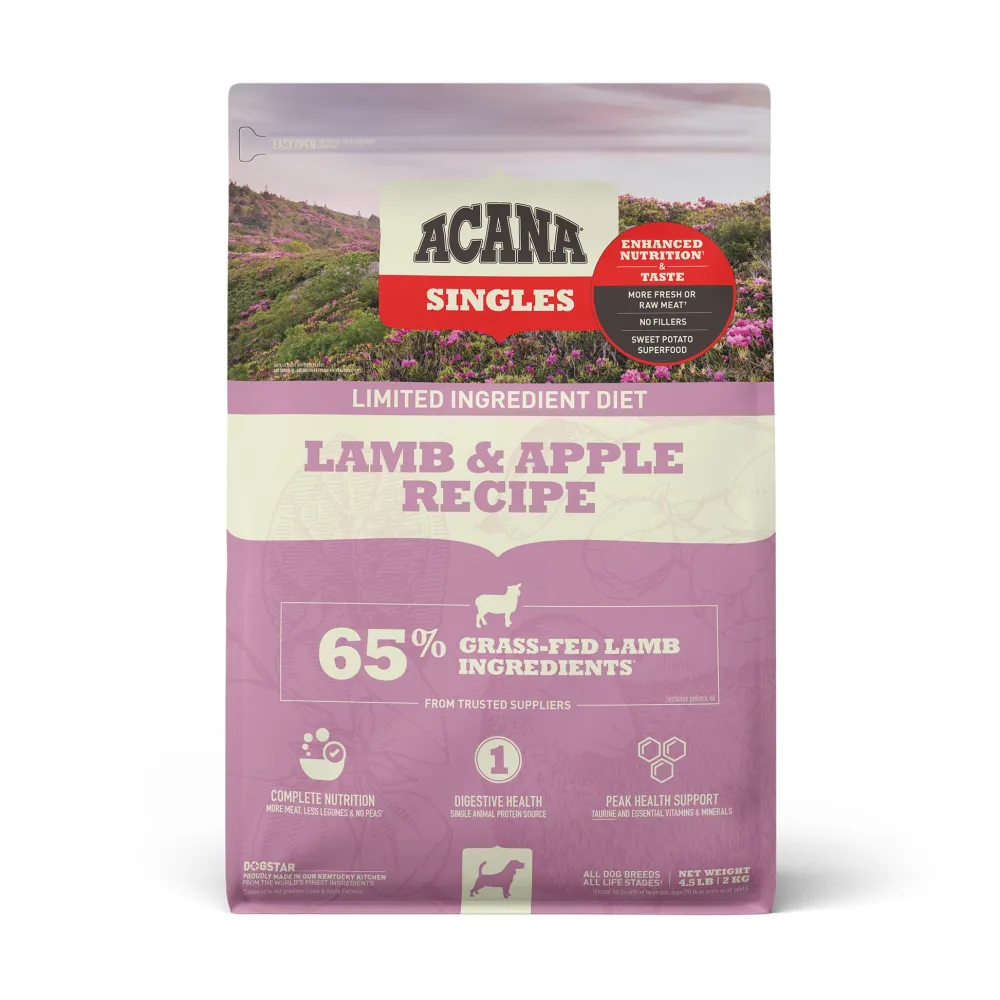 Acana Dry Food^Singles Limited Ingredient Lamb & Apple Grain-Free Dry Dog Food, 4.5-lb