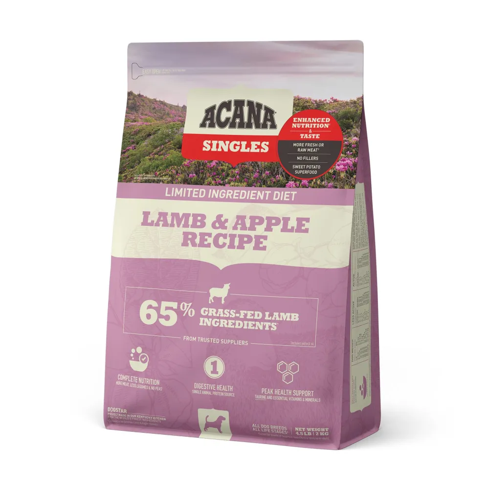 Acana Dry Food^Singles Limited Ingredient Lamb & Apple Grain-Free Dry Dog Food, 4.5-lb