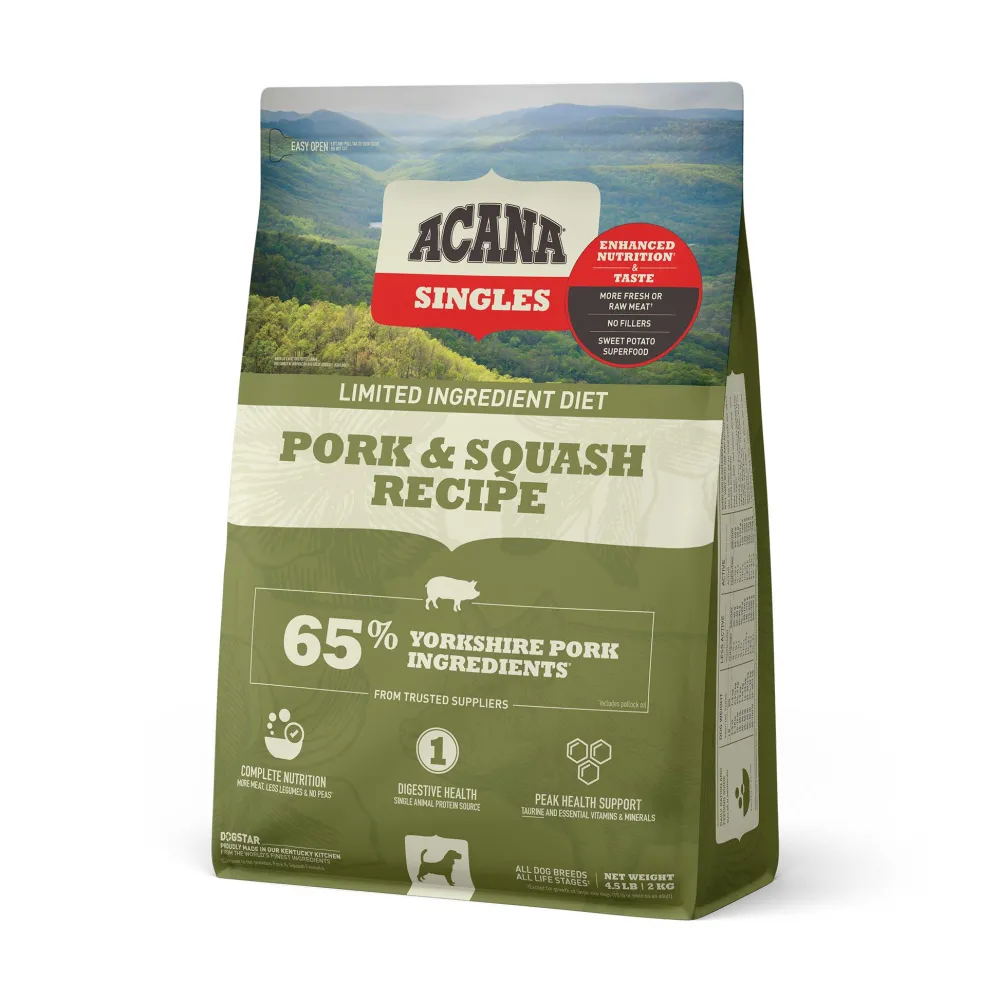 Acana Dry Food^Singles Limited Ingredient Pork & Squash Grain-Free Dry Dog Food, 4.5-lb