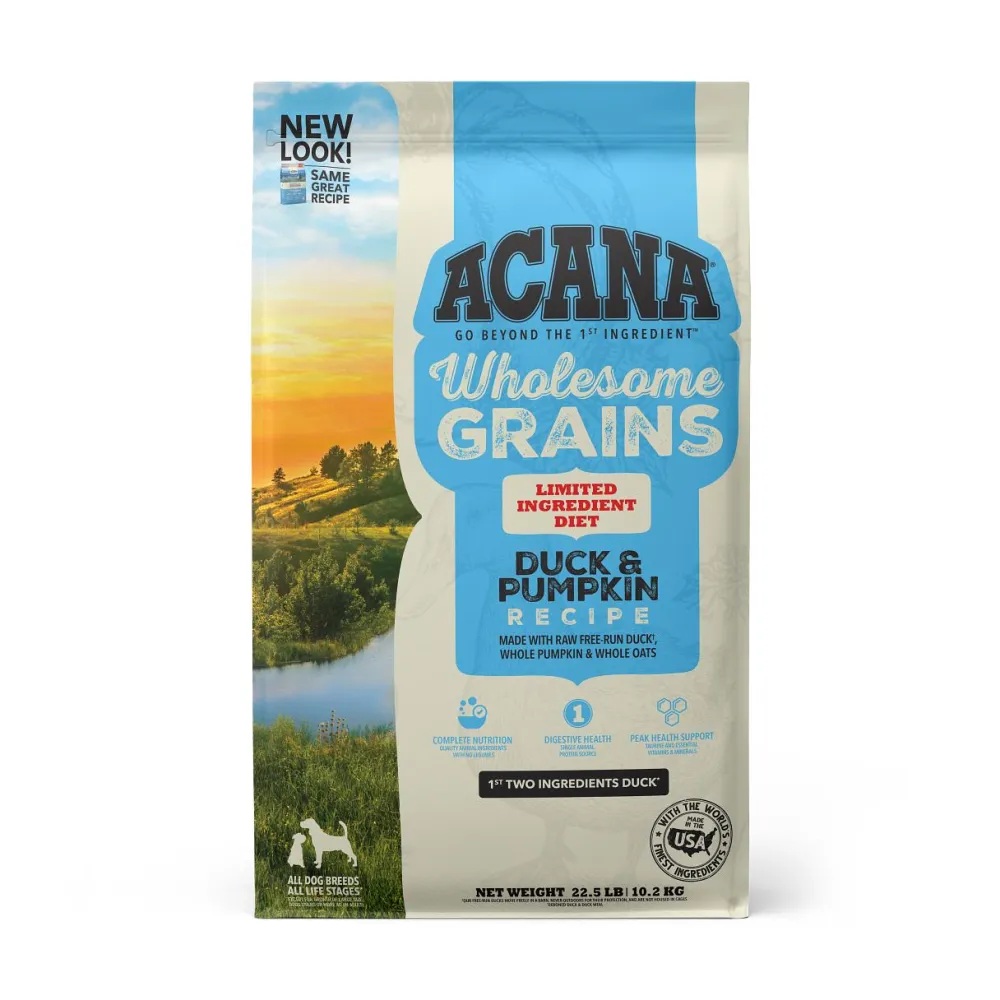 Acana Dry Food^Wholesome Grains Duck & Pumpkin Dry Dog Food, 22.5-lb