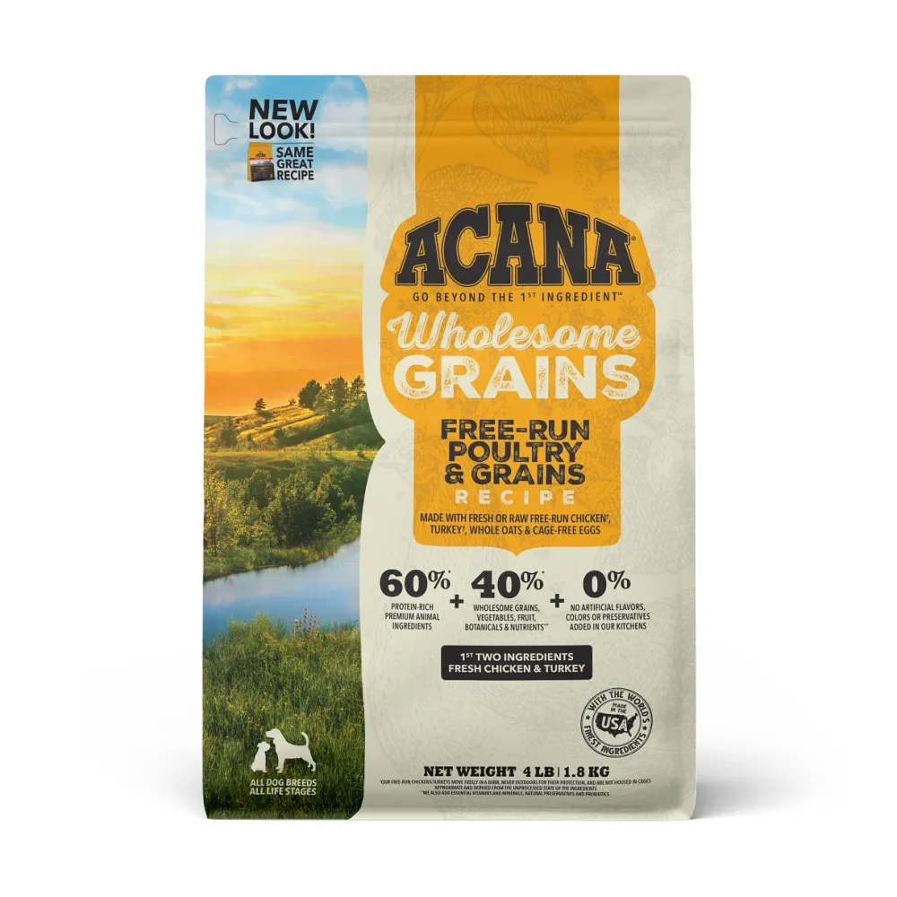 Acana Dry Food^Wholesome Grains Free-Run Poultry & Grains Dry Dog Food, 4-lb