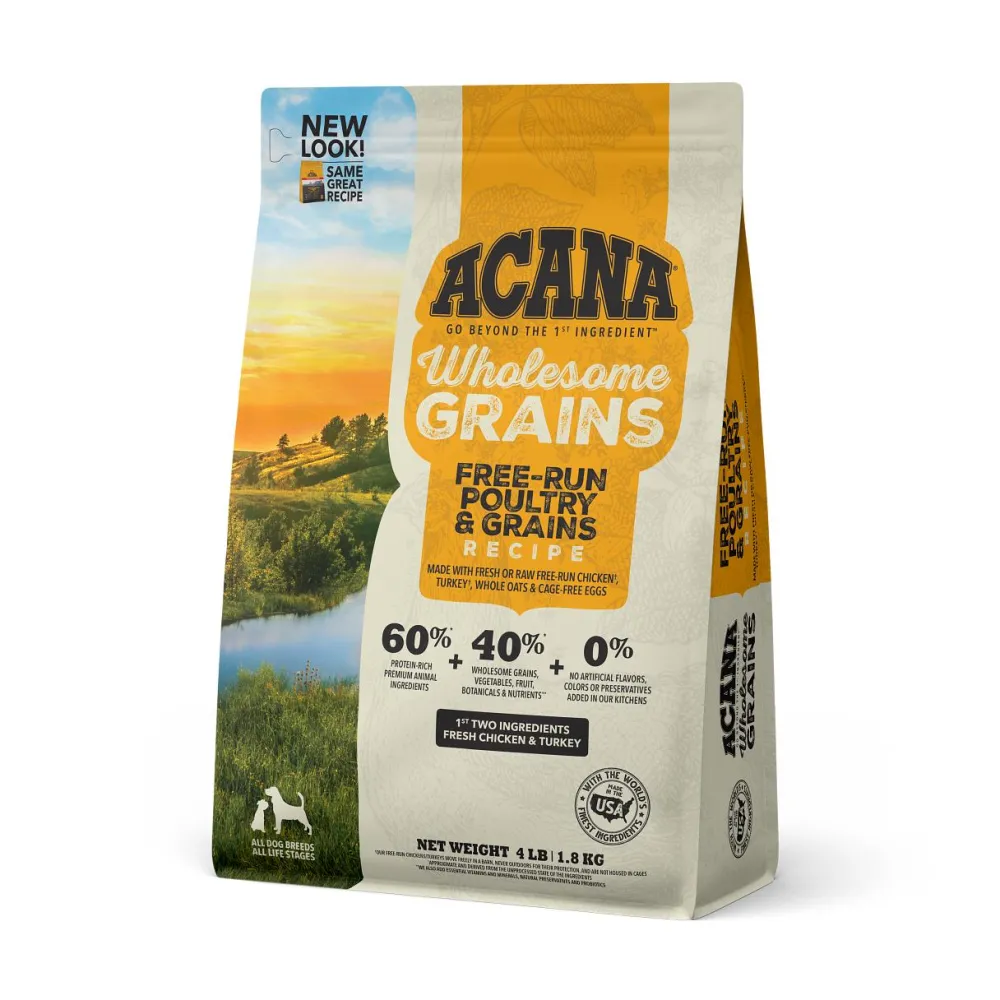 Acana Dry Food^Wholesome Grains Free-Run Poultry & Grains Dry Dog Food, 4-lb