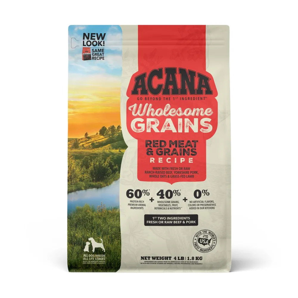 Acana Dry Food^Wholesome Grains Red Meat & Grains Dry Dog Food, 4-lb