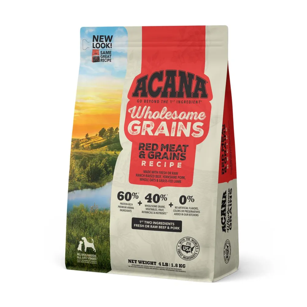 Acana Dry Food^Wholesome Grains Red Meat & Grains Dry Dog Food, 4-lb