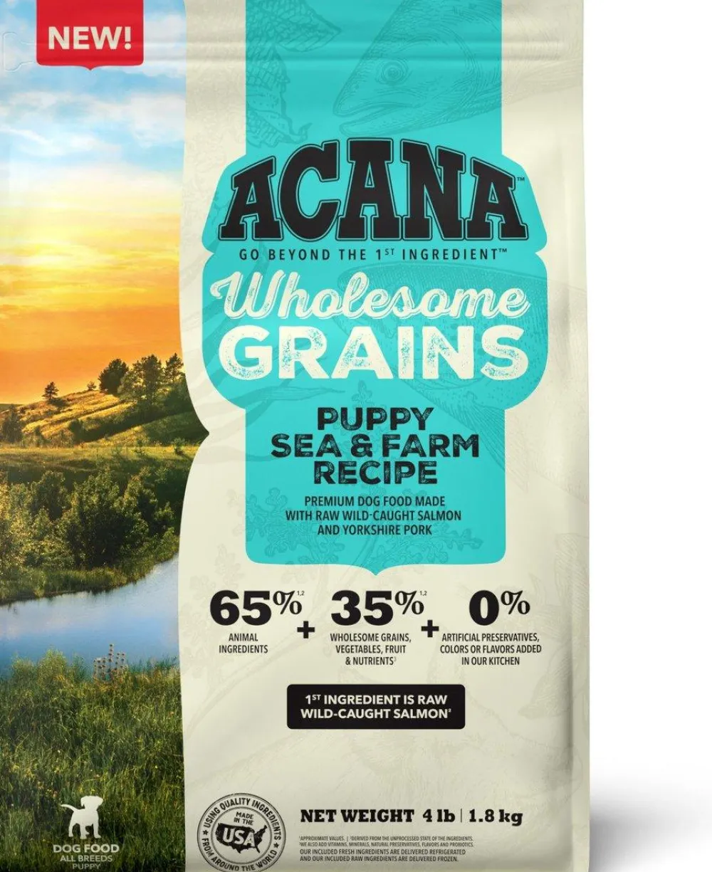 Acana Dry Food^Wholesome Grains Sea & Farm Puppy Recipe Dry Dog Food, 4-lb