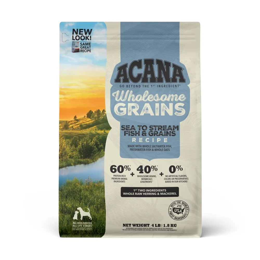 Acana Dry Food^Wholesome Grains Sea to Stream Recipe Dry Dog Food, 4-lb