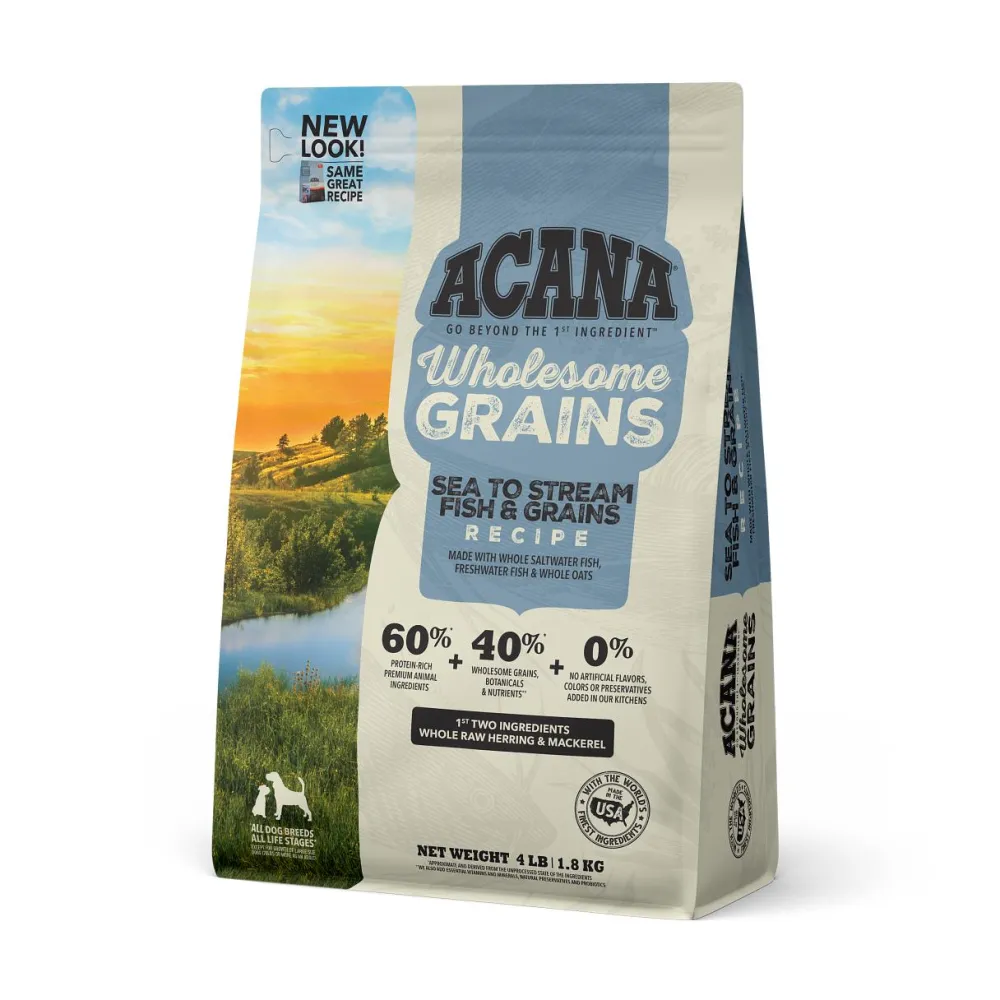 Acana Dry Food^Wholesome Grains Sea to Stream Recipe Dry Dog Food, 4-lb