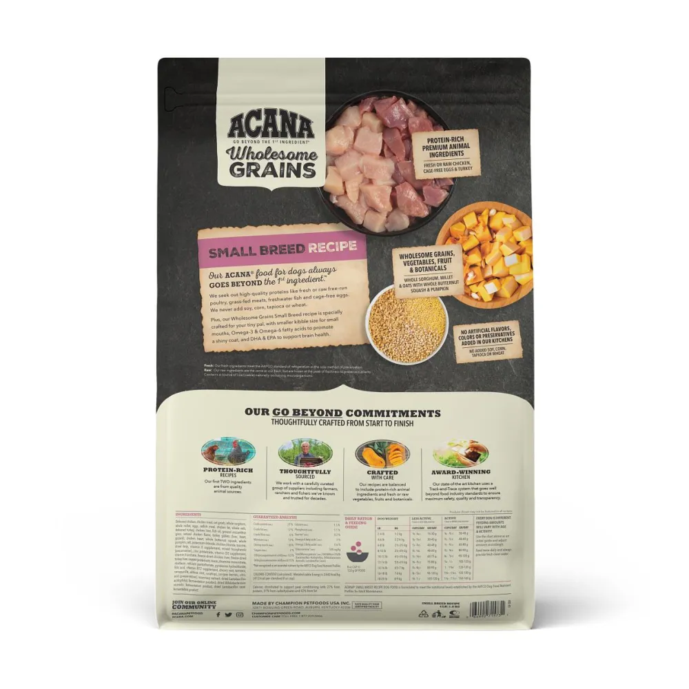 Acana Dry Food^Wholesome Grains Small Breed Recipe Dry Dog Food, 4-lb