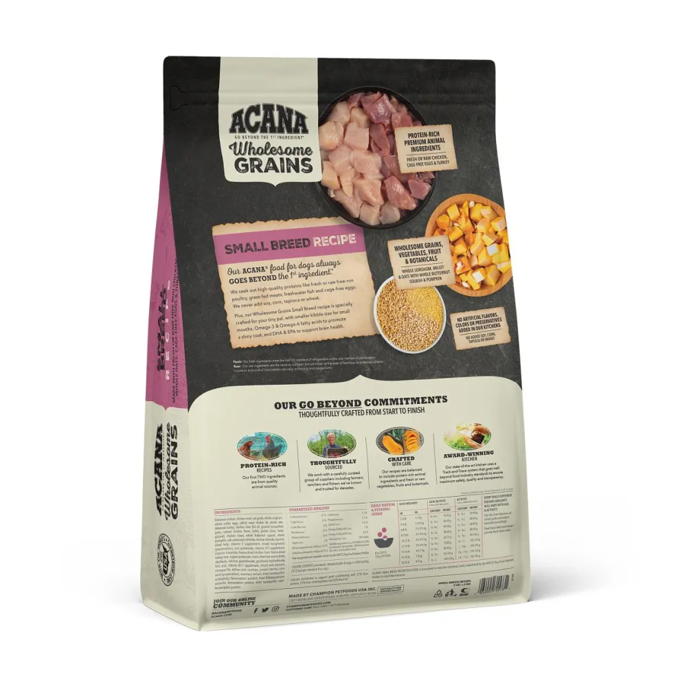 Acana Dry Food^Wholesome Grains Small Breed Recipe Dry Dog Food, 4-lb