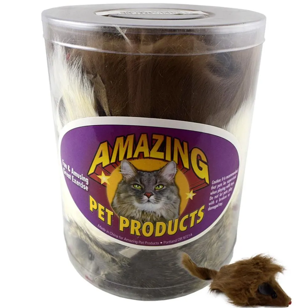 Amazing Pet Products Toys | Toys^Fur Mouse Long Hair Squeak Cat Toy, 3-in, 24-pk