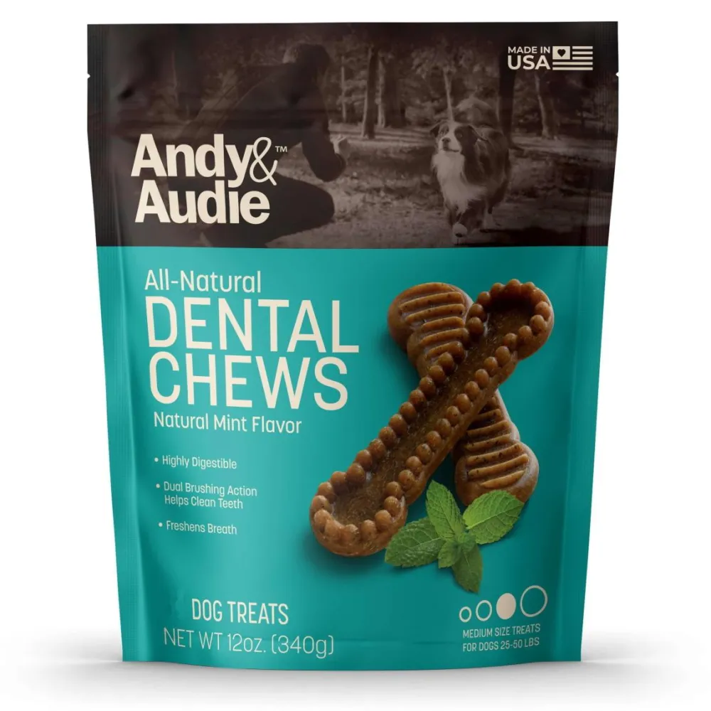 Andy & Audie Dental & Hard Chews^All Natural Dental Chew for Medium Dogs, 7-count
