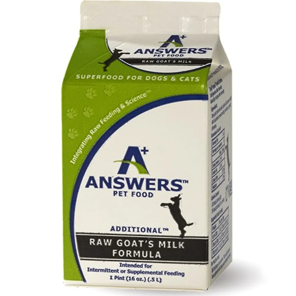 Answers Food Toppings | Food Toppings^Additional Raw Goat's Milk for Cats & Dogs, 1-pint (16-oz)