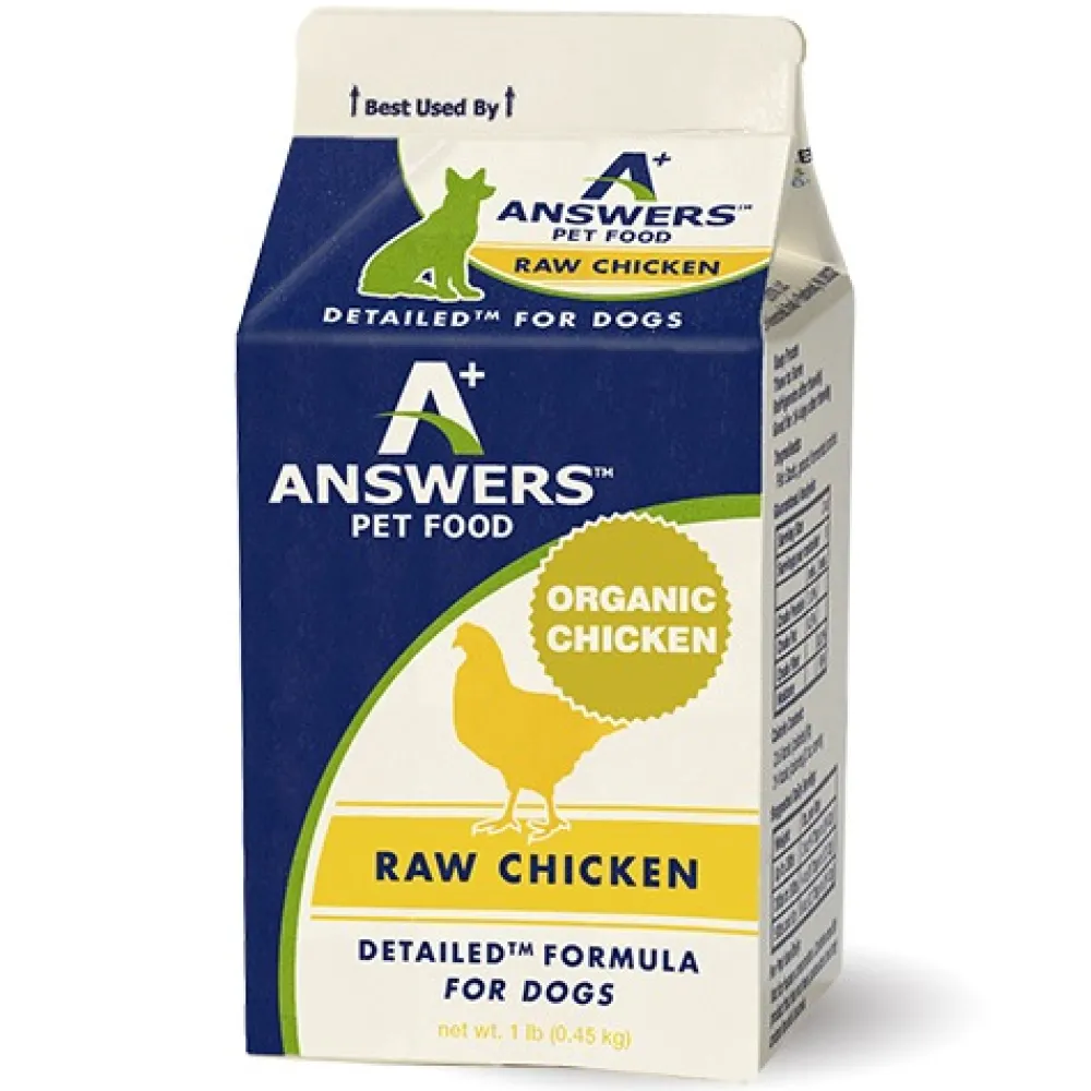 Answers Frozen Food^Detailed Formula Raw Chicken Frozen Dog Food, Carton, 2-lb (**)