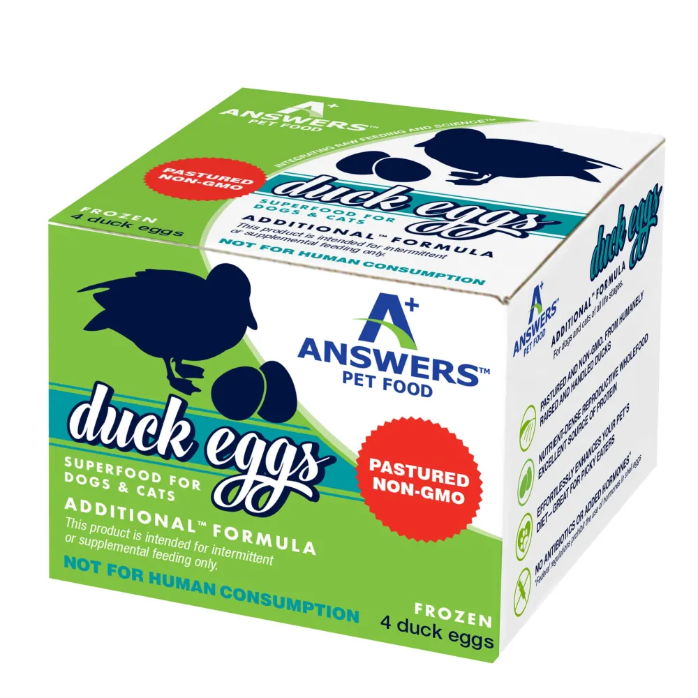 Answers Frozen Food | Frozen Food^Non-GMO Raw Duck Eggs Frozen Dog & Cat Food, 4-count