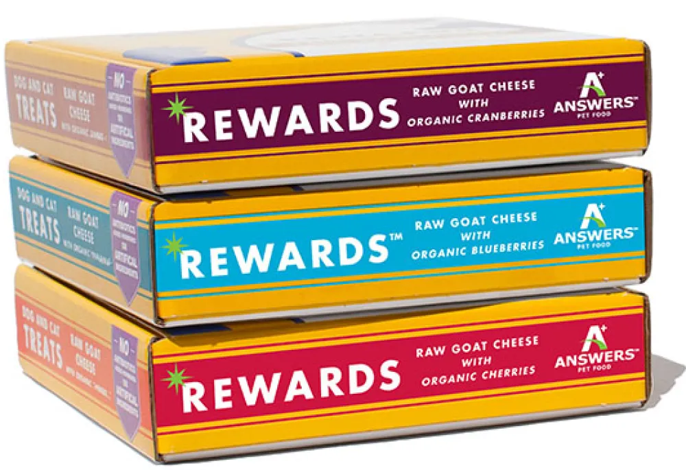 Answers Frozen Treats^Rewards Raw Goat Cheese with Organic Blueberries Grain-Free Dog & Cat Treats, 8-oz