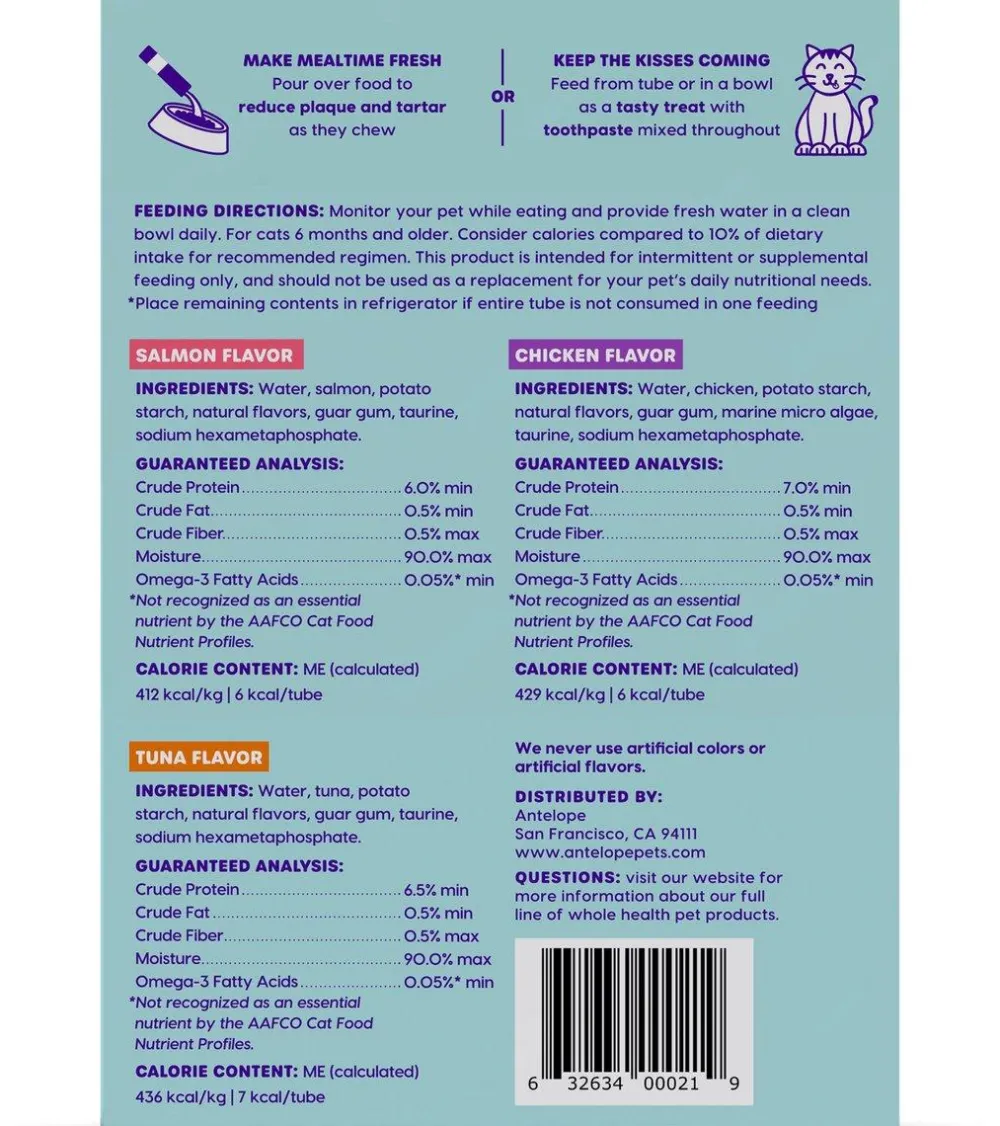 Ark Naturals Dental Care | Dental Care^Kiss Me-Ow Lickable Dental Cat Treats Variety Pack, 21-count