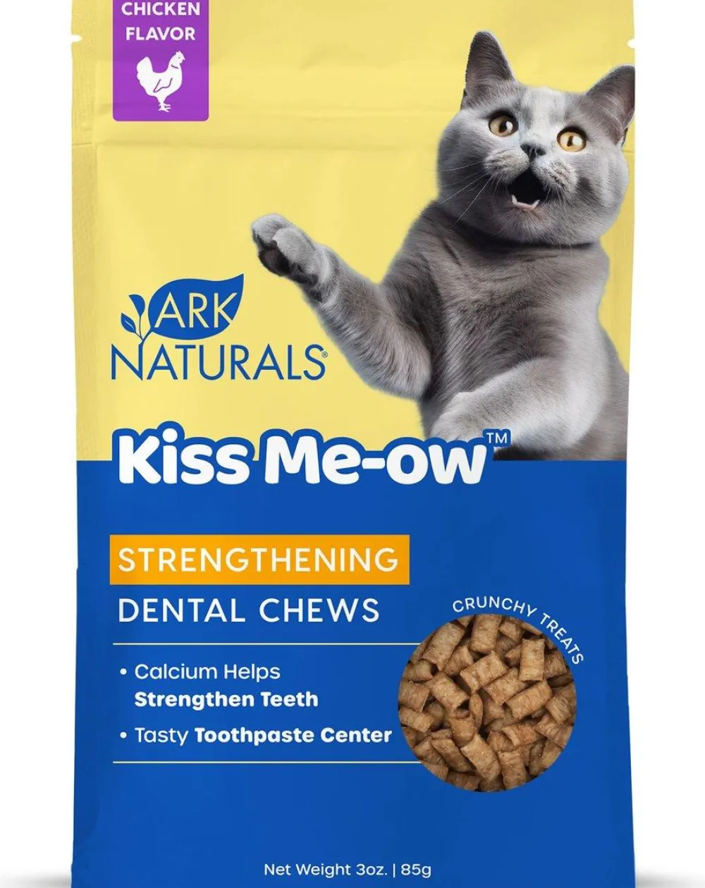 Ark Naturals Dental Care | Dental Care^Kiss Me-Ow Strengthening Chicken Dental Chews Cat Treats, 3-oz