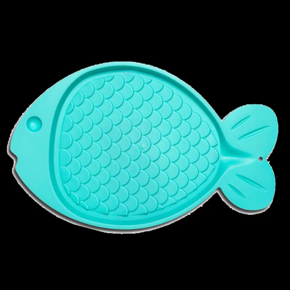 Loving Pets Bowls & Feeders | Bowls & Feeders^Bella Spill Proof Fish Shaped Cat Mat, Green