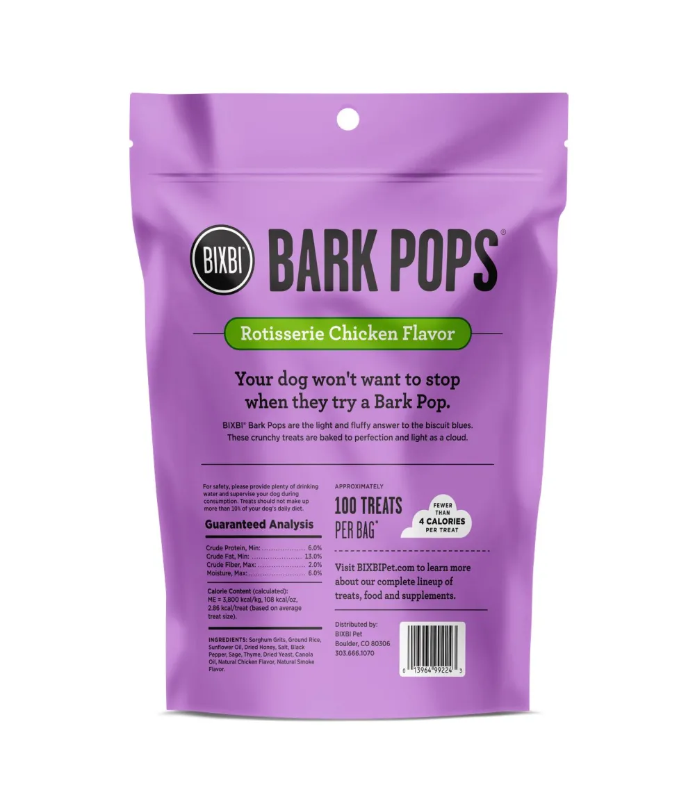 Bixbi Pet Biscuits & Crunchy Treats^BIXBI Bark Pops Rotisserie Chicken Flavor Dog Treats, 4-oz