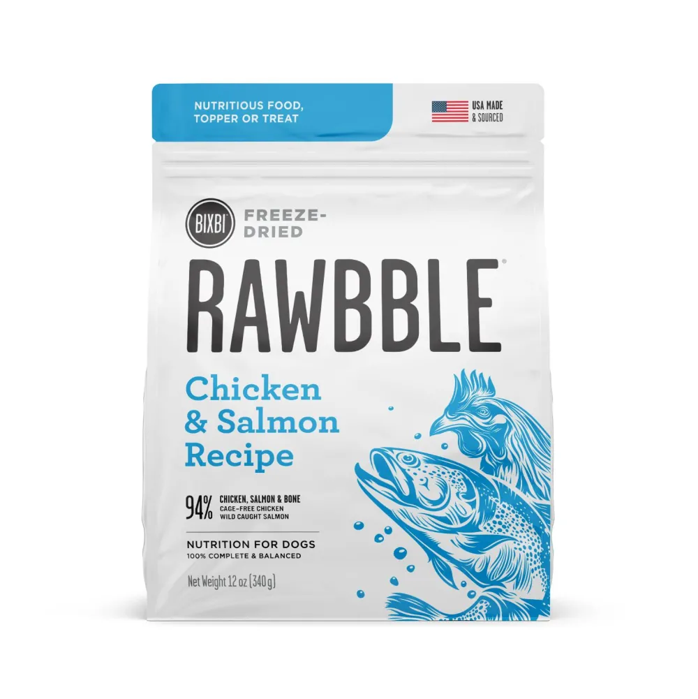 Bixbi Pet Freeze-Dried Food^BIXBI RAWBBLE Chicken & Salmon Recipe Freeze-Dried Dog Food, 12-oz