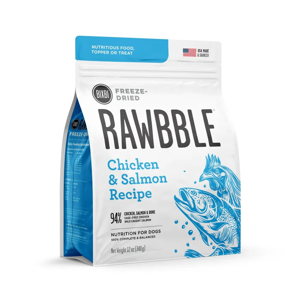 Bixbi Pet Freeze-Dried Food^BIXBI RAWBBLE Chicken & Salmon Recipe Freeze-Dried Dog Food, 12-oz