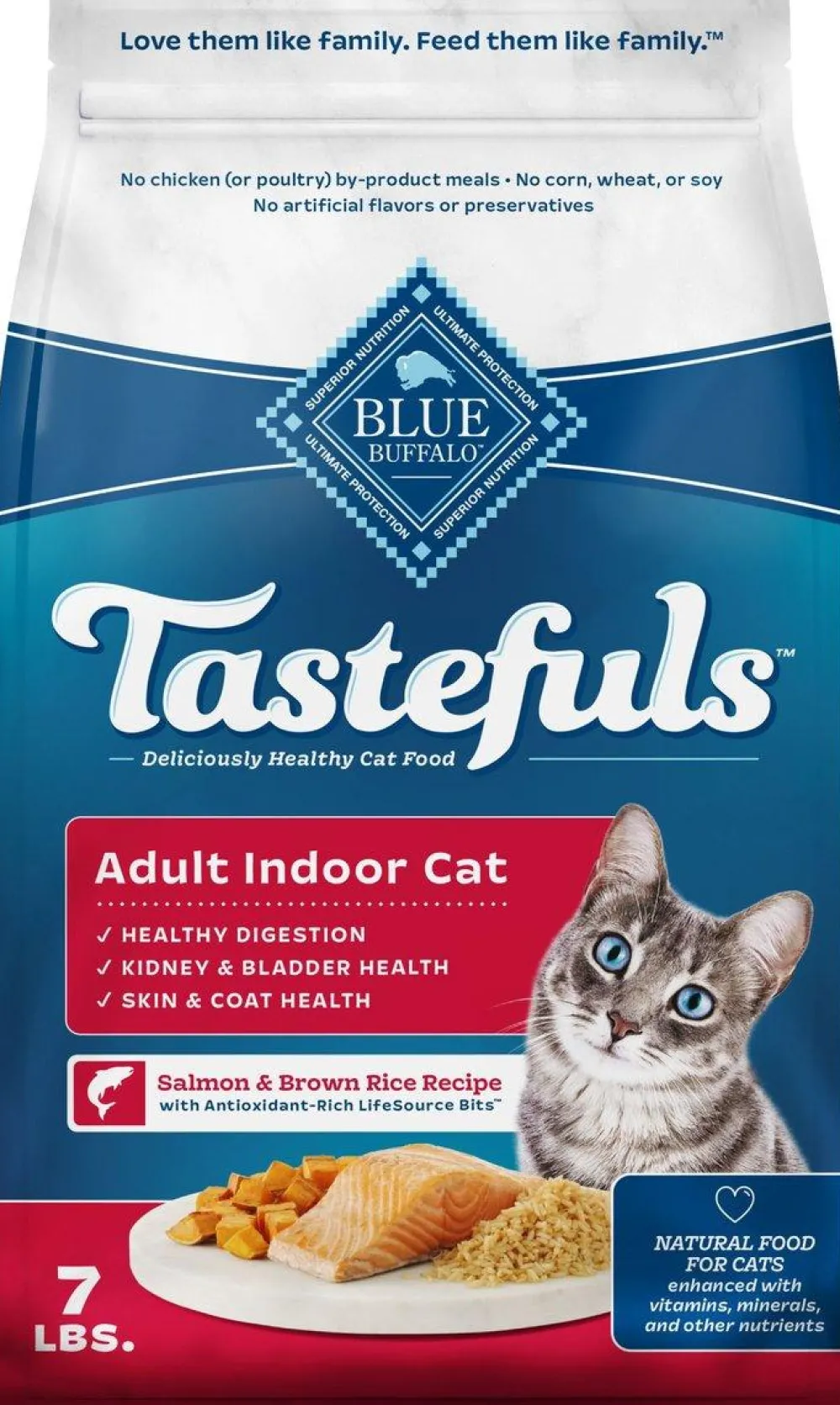Blue Buffalo Dry Food^BLUE Tastefuls Indoor Salmon & Brown Rice Adult Dry Cat Food, 7-lb