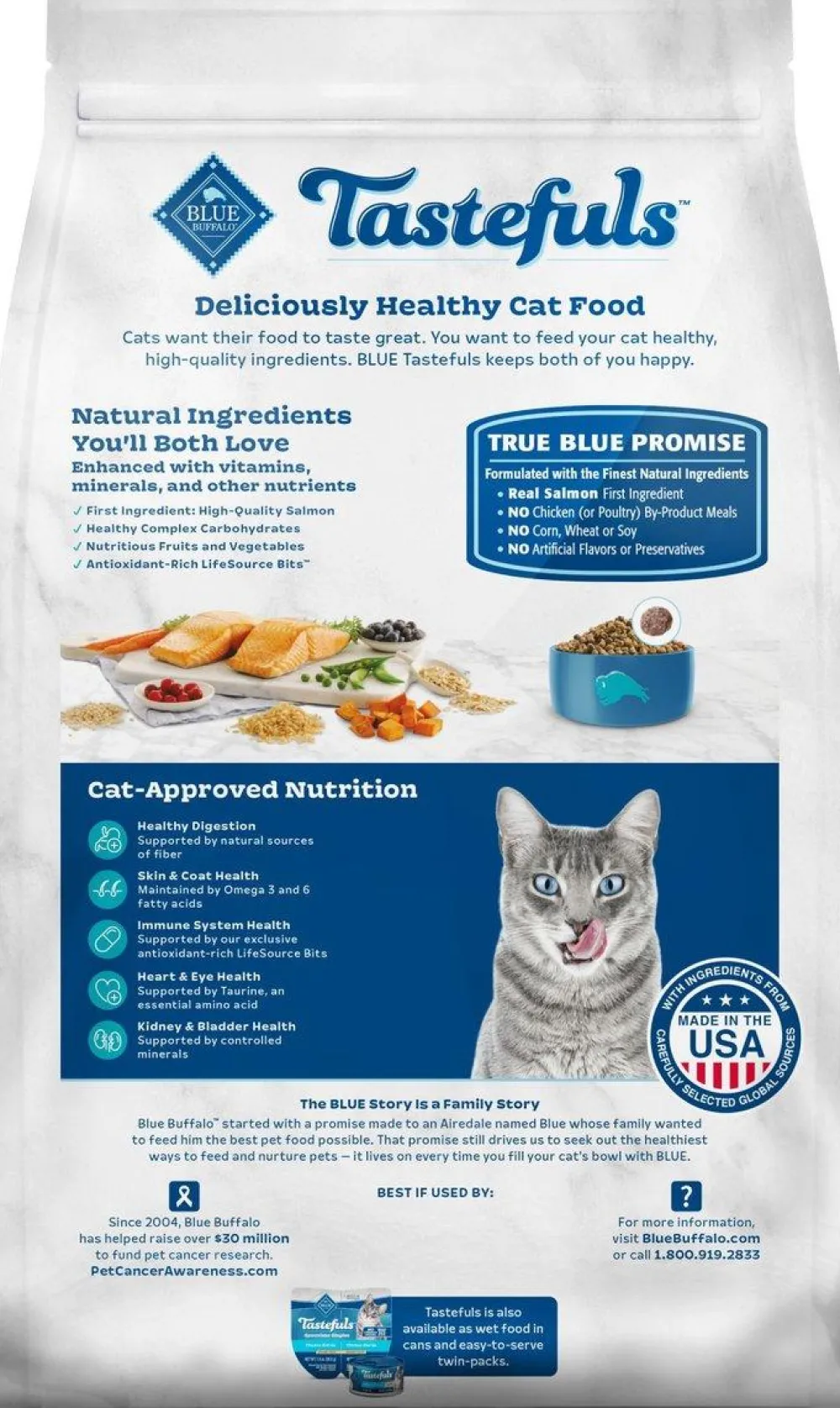 Blue Buffalo Dry Food^BLUE Tastefuls Indoor Salmon & Brown Rice Adult Dry Cat Food, 7-lb