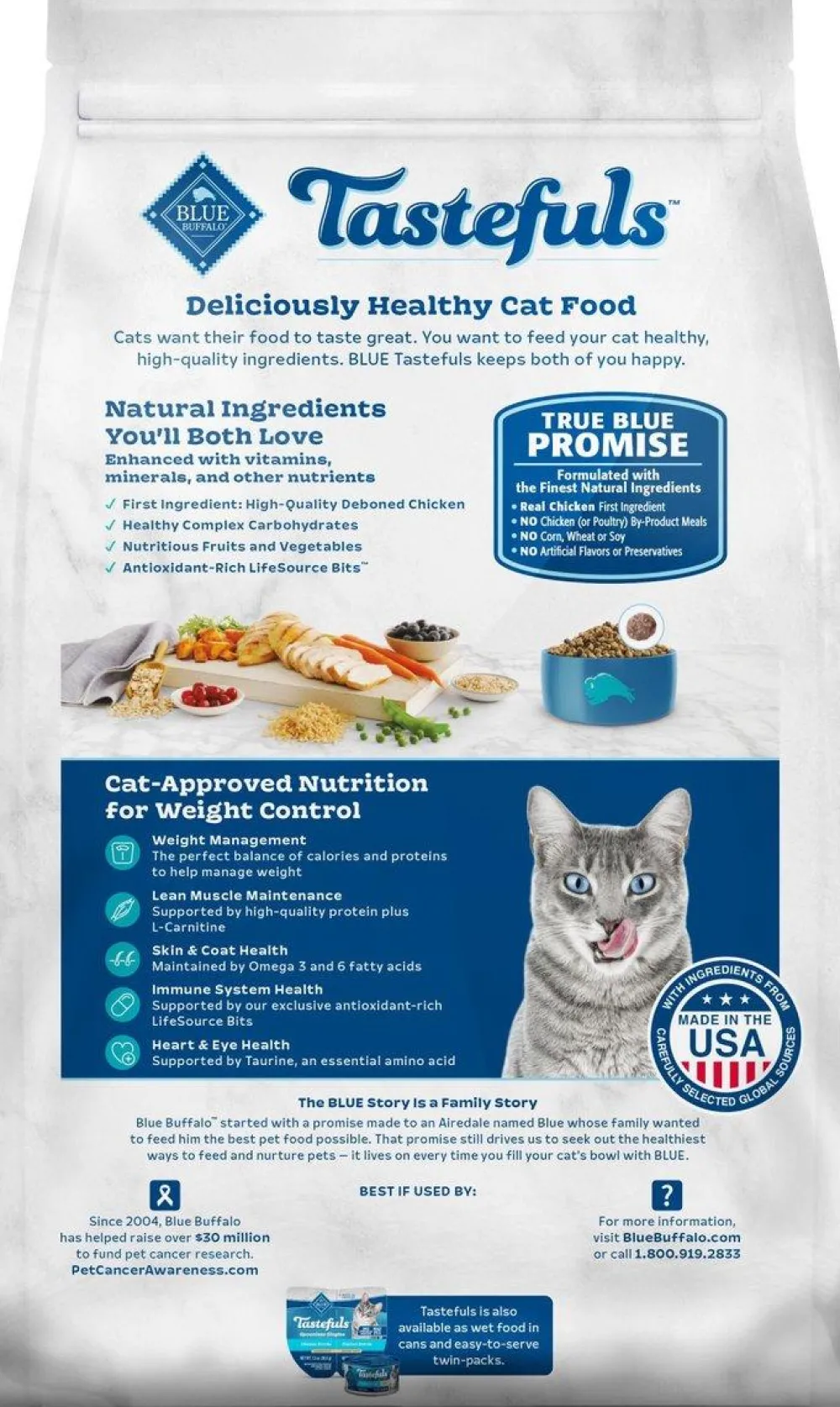 Blue Buffalo Dry Food^BLUE Tastefuls Weight Control Chicken & Brown Rice Adult Dry Cat Food, 7-lb