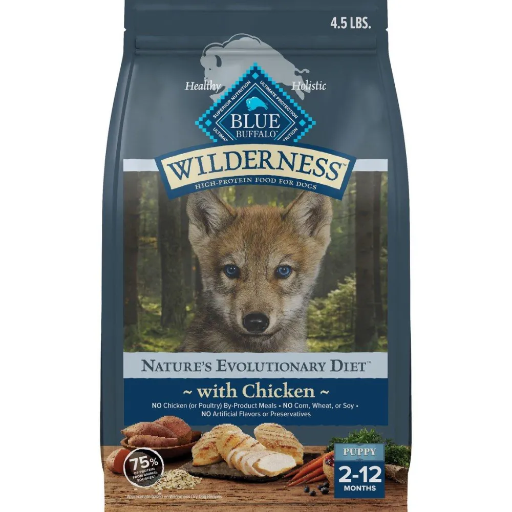 Blue Buffalo Dry Food^BLUE Wilderness Chicken with Wholesome Grains Puppy Dry Dog Food, 4.5-lb