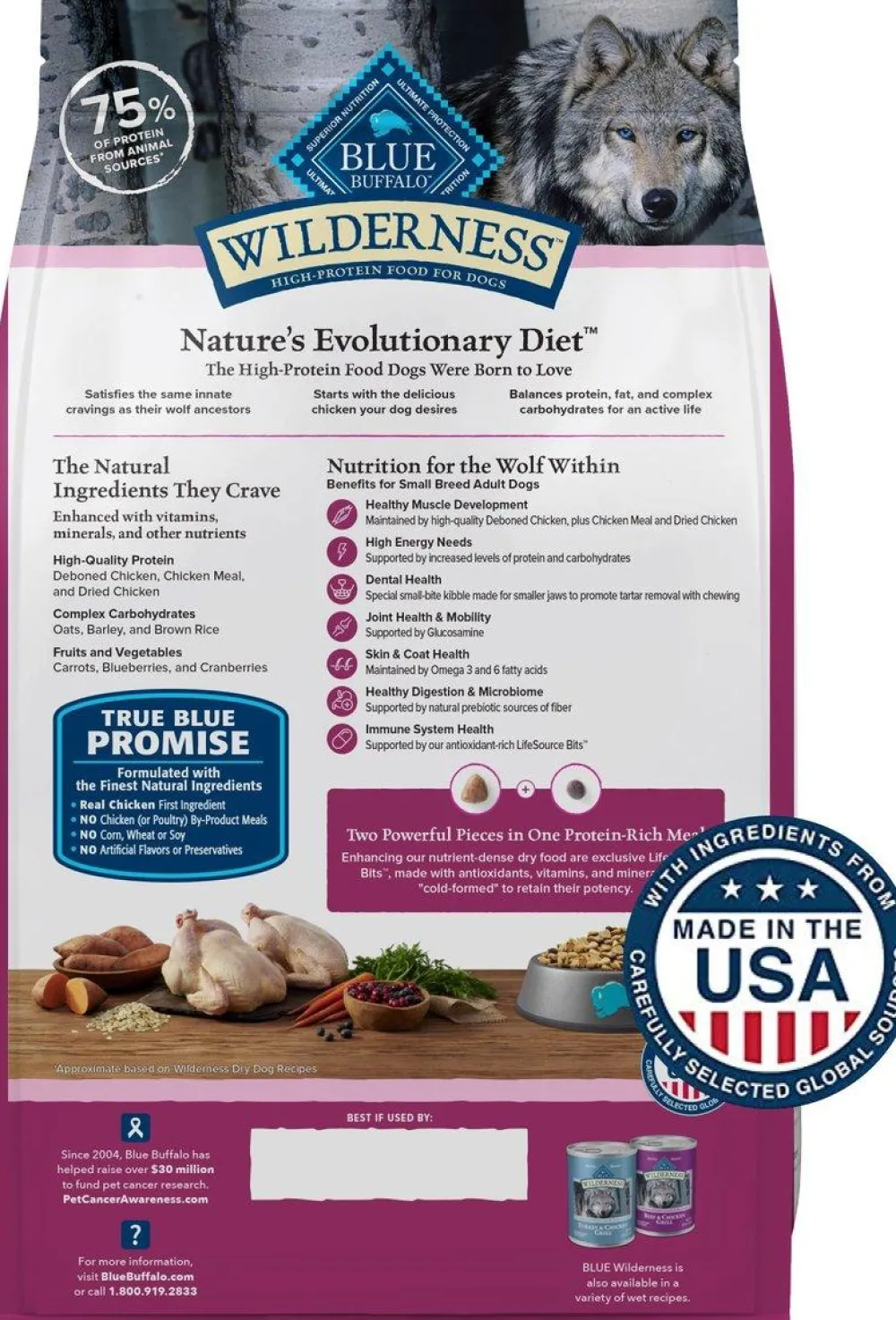 Blue Buffalo Dry Food^BLUE Wilderness Chicken with Wholesome Grains Recipe Small Breed Adult Dry Dog Food, 4.5-lb