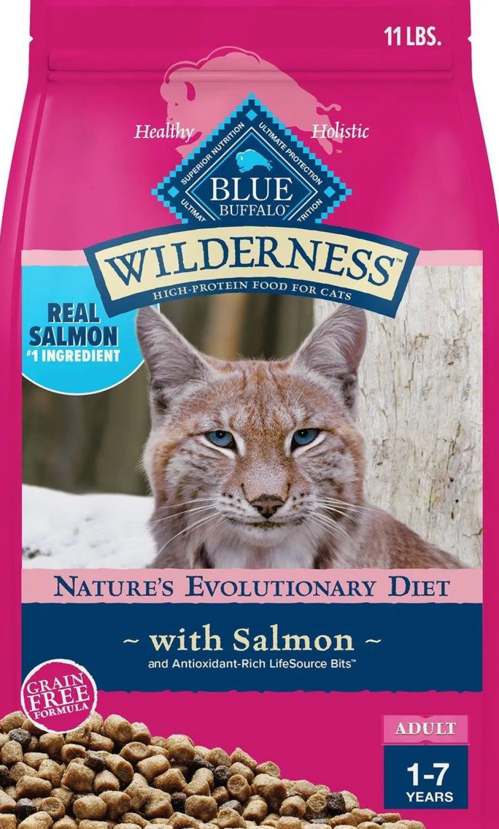 Blue Buffalo Dry Food^BLUE Wilderness High-Protein with Salmon Grain-Free Dry Cat Food, 5-lb