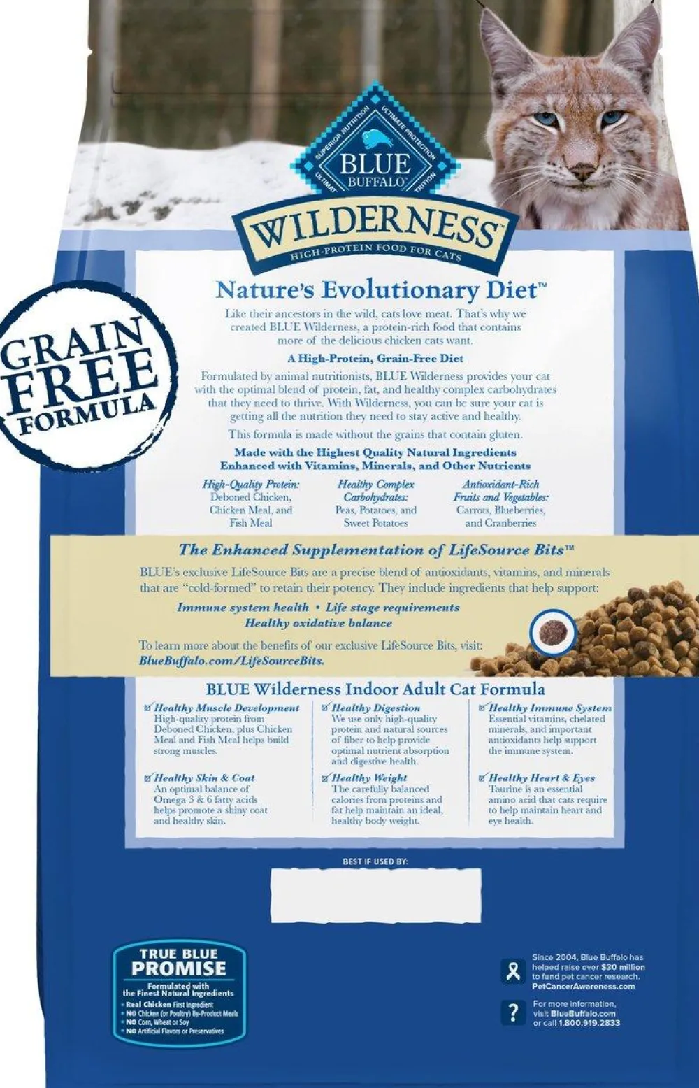Blue Buffalo Dry Food^BLUE Wilderness Indoor with Chicken Grain-Free Dry Cat Food, 5-lb