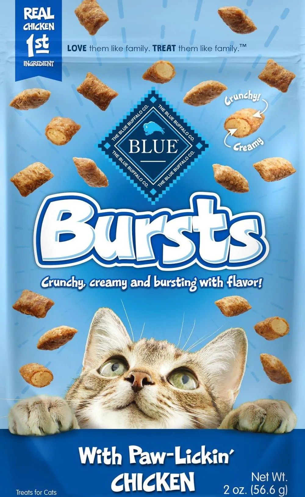 Blue Buffalo Crunchy Treats^Bursts with Paw-Lickin' Chicken Cat Treats, 2-oz