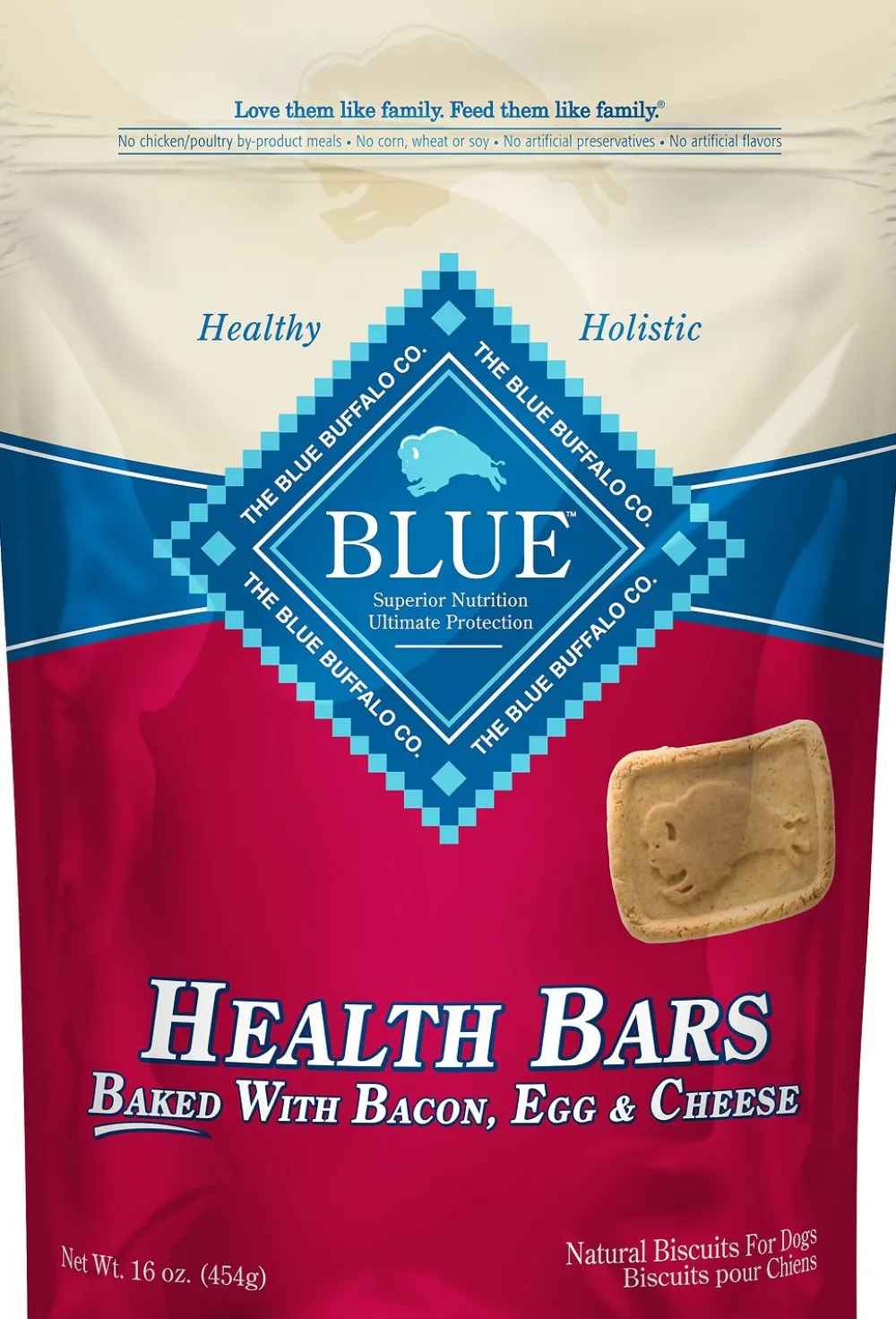 Blue Buffalo Biscuits & Crunchy Treats^Health Bars Baked with Bacon, Egg & Cheese Dog Treats, 16-oz