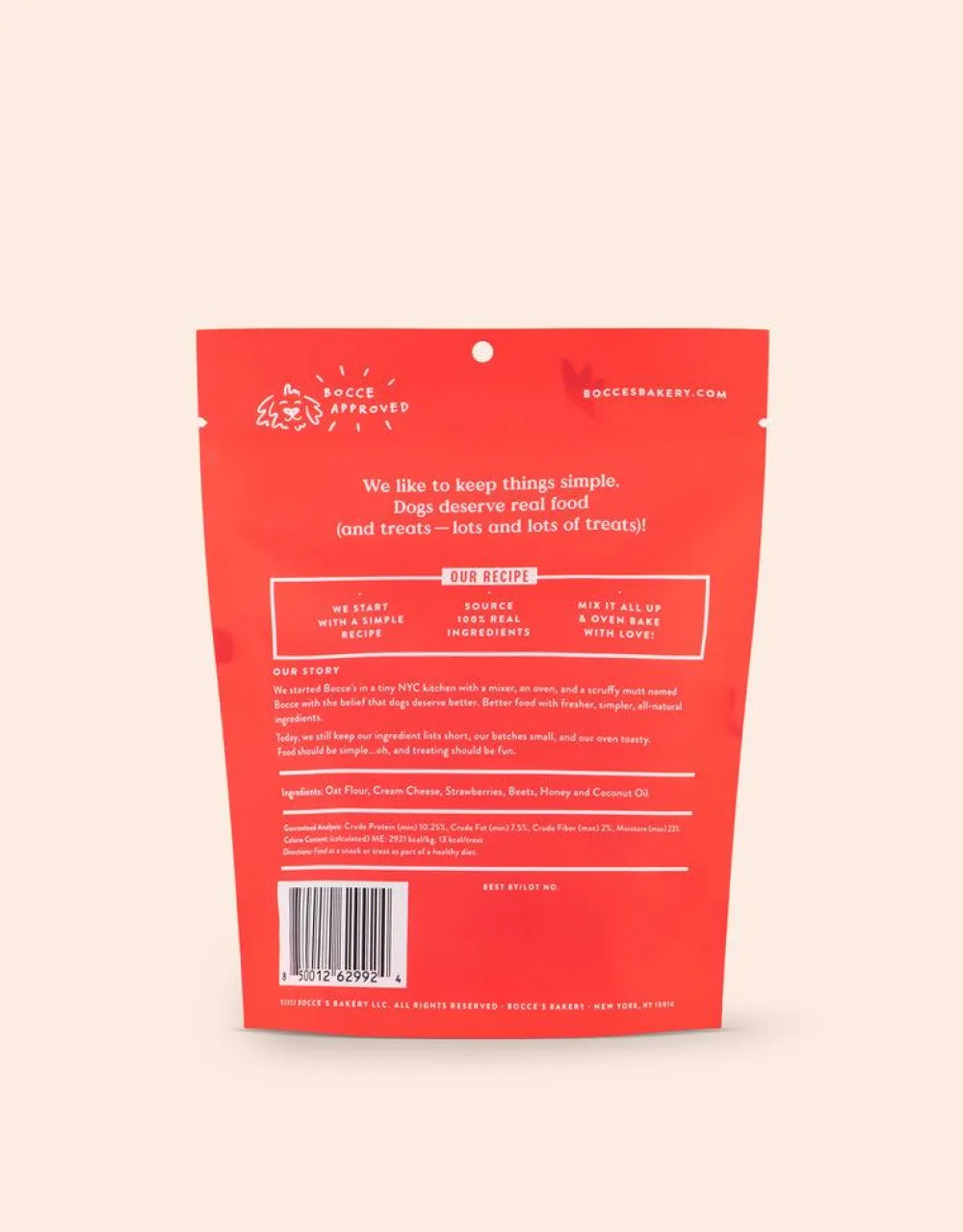 Bocce's Bakery Biscuits & Crunchy Treats^Strawberries are Red Biscuits Dog Treats, 5-oz