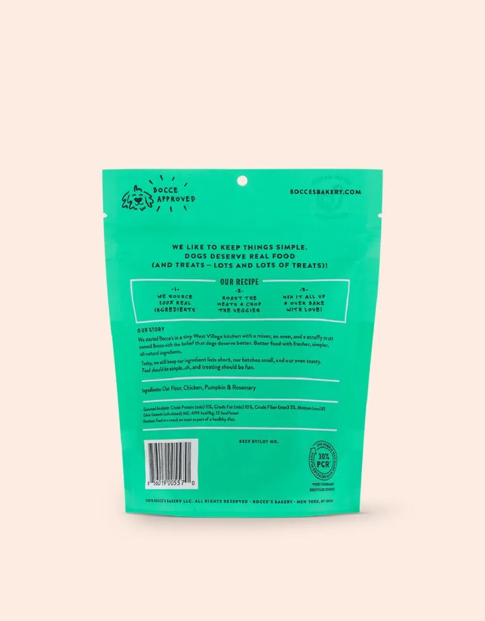 Bocce's Bakery Biscuits & Crunchy Treats^Sunday Roast Chicken & Pumpkin Dog Treats, 5-oz