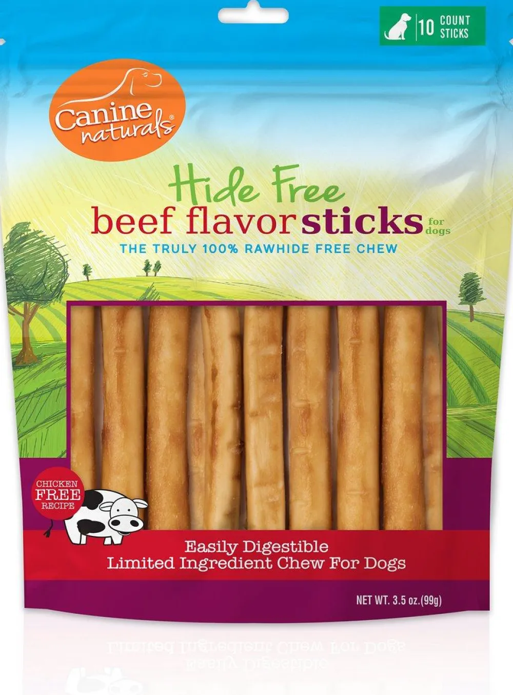 Canine Naturals Bully Sticks & Natural Chews^Hide Free Beef Flavor Sticks Dog Treats, 10-count